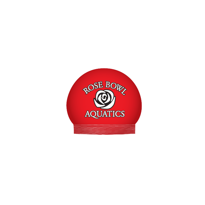 Rose Bowl Aquatics Swim red swim cap