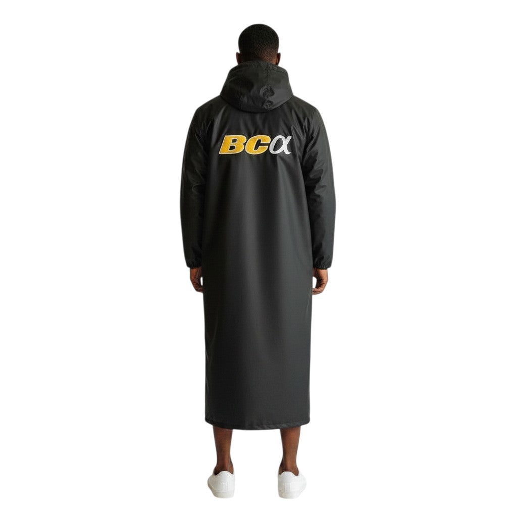 The Swim Guy Online Store Beach Cities Alpha black waterproof parka with yellow and white back embroidery
