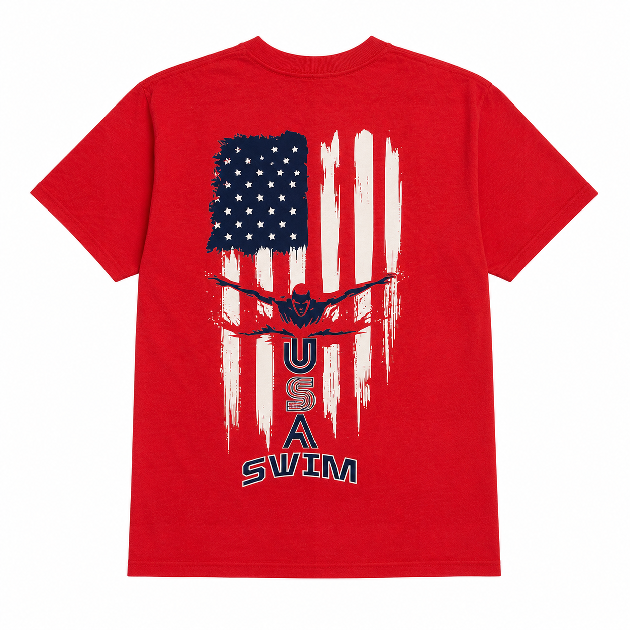 Red USA Flag Swimming T-Shirt