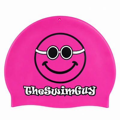 The Swim Guy Smiley face silicone swim cap