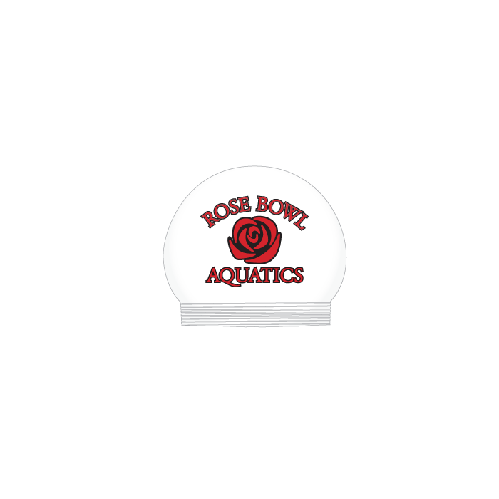 Rose Bowl Aquatics Swim White swim cap